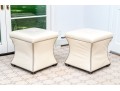 Striking Pair Of Faux Ostrich Leather Upholstered Ottomans