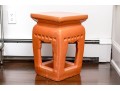 Vibrant Paprika Glazed Ceramic Garden Stool  