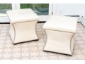 Striking Pair Of Faux Ostrich Leather Upholstered Ottomans
