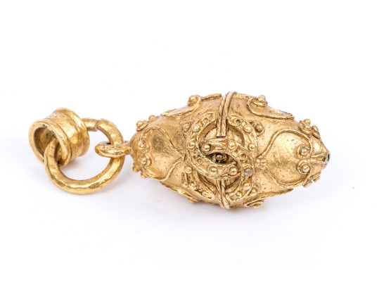 Chanel Fabulous Vintage Ornate Costume Jewelry Impactful Large Egg Motif Pendant