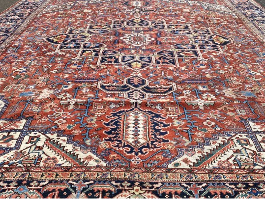 Antique Persian Heriz, Ca. 1920-1940, 14’-3” X 11’-11”