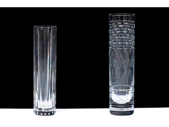 Two Baccarat Cylindrical Flower Vases
