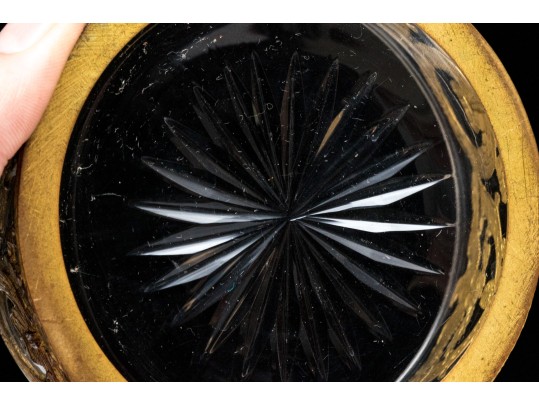 Antique Crystal Dresser Box With French Empire Style Appliques