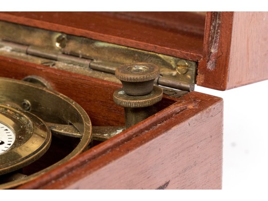 Antique Waltham Nautical Chronometer In Wooden Case