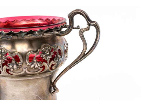 Two Antique Metal Cordial Glass Holders