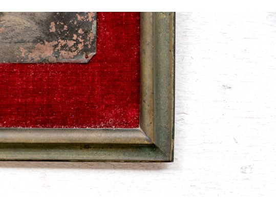 Antique Paint On Copper Plate, Madonna And Child