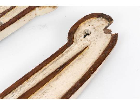 Pair Of Carved And Painted Wood Boat Stern Decorations