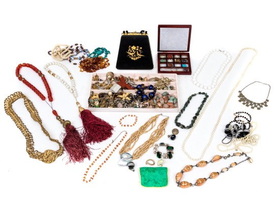 Large Collection Of Vintage Costume Jewelry And Accessories