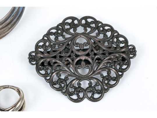 Lot Of Assorted Sterling Silver Jewelry Pieces, Including A Cuff Bracelet