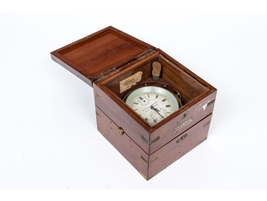 Antique Ulysse Nardin Le Locle Suisse Marine Chronometer In Wooden Case