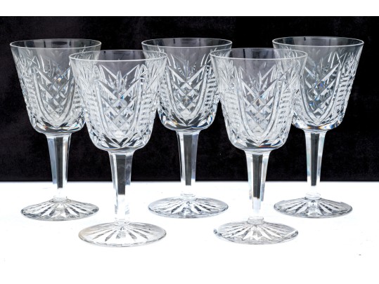 Set Of Five Waterford Clare White Wine Glasses