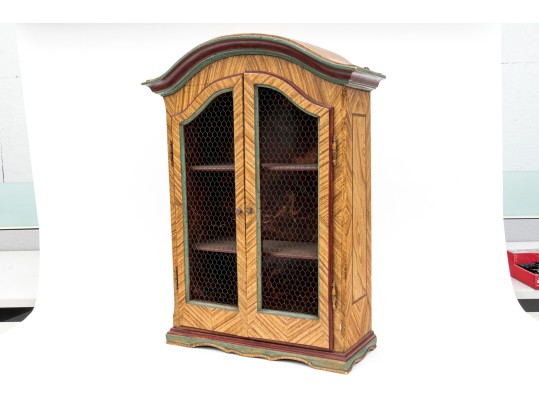 Vintage Faux Bois Painted Hanging Display Cabinet