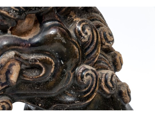Chinese Glazed Ceramic Foo Dog Form Roof Tile, Ming Dynasty