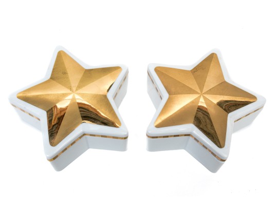 Pair Of Tiffany & Co. Porcelain Star Form Boxes