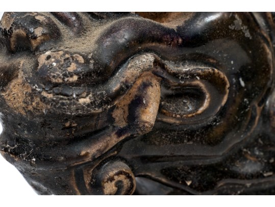 Chinese Glazed Ceramic Foo Dog Form Roof Tile, Ming Dynasty