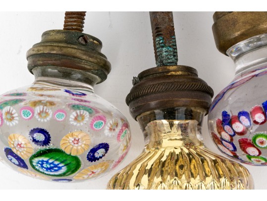 Three Vintage Art Glass Doorknobs