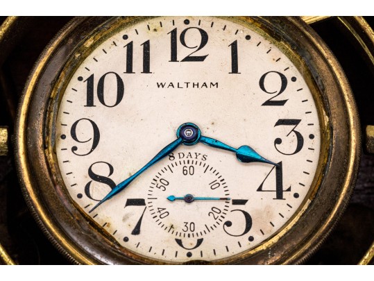 Antique Waltham Nautical Chronometer In Wooden Case