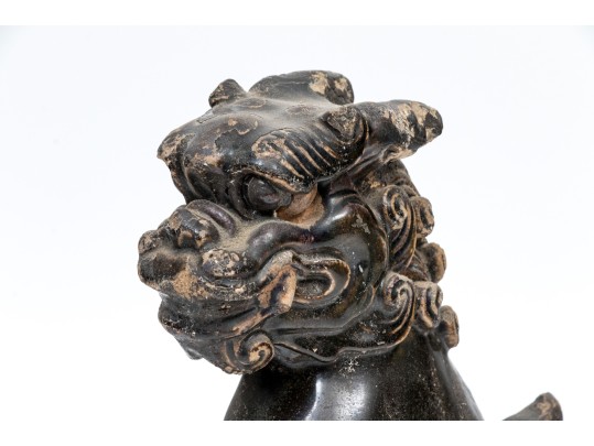 Chinese Glazed Ceramic Foo Dog Form Roof Tile, Ming Dynasty