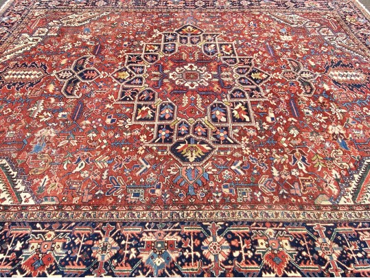 Antique Persian Heriz, Ca. 1920-1940, 14’-3” X 11’-11”