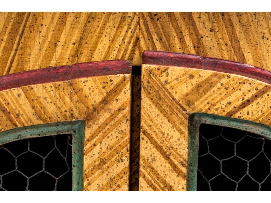 Vintage Faux Bois Painted Hanging Display Cabinet