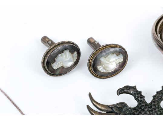 Lot Of Assorted Sterling Silver Jewelry Pieces, Including A Cuff Bracelet