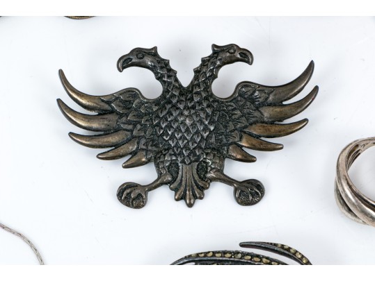 Lot Of Assorted Sterling Silver Jewelry Pieces, Including A Cuff Bracelet