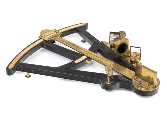Antique Ebony And Brass Maritime Navigation Octant 