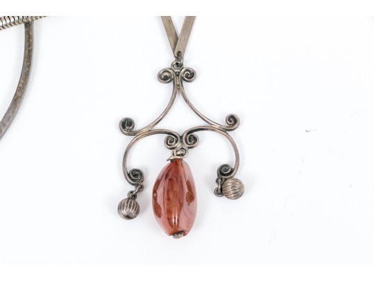 Lot Of Three Handsome Sterling Silver Chunky Necklaces