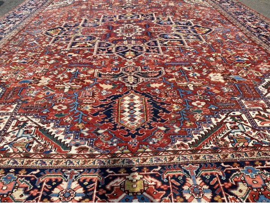 Antique Persian Heriz, Ca. 1920-1940, 14’-3” X 11’-11”