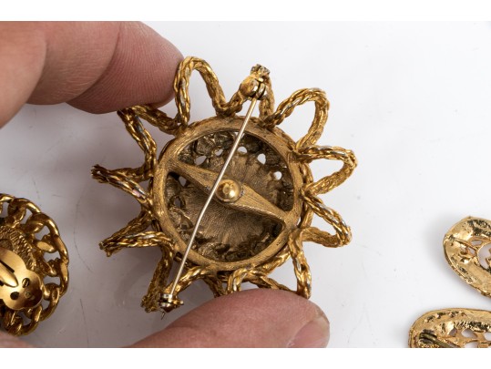 Lot Of Assorted Costume Jewelry Pieces, Including A Trifari Brooch