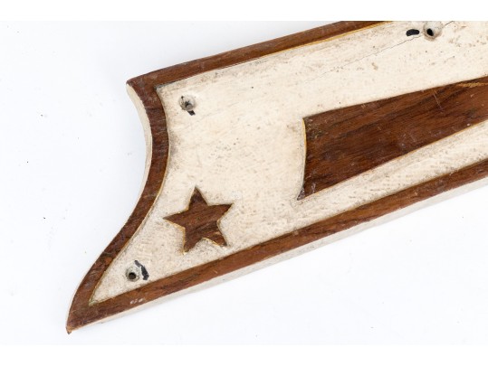 Pair Of Carved And Painted Wood Boat Stern Decorations