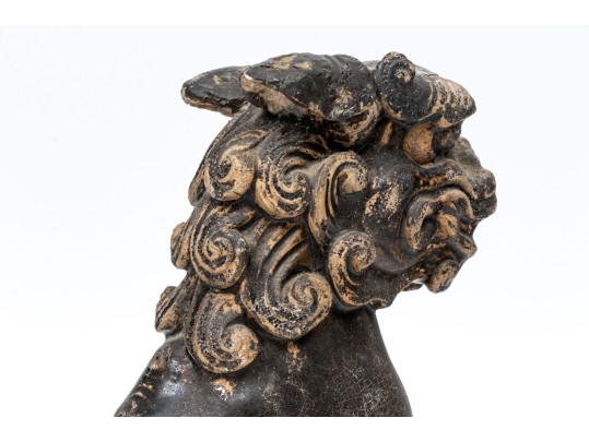 Chinese Glazed Ceramic Foo Dog Form Roof Tile, Ming Dynasty