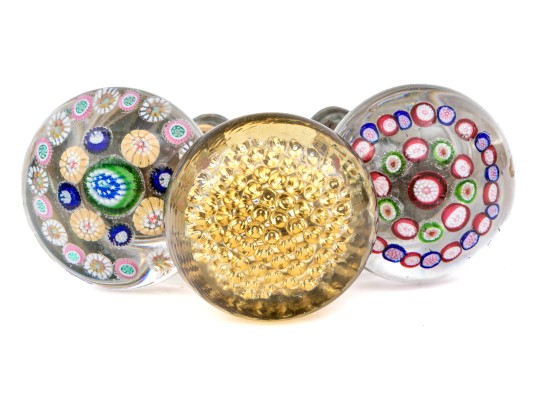 Three Vintage Art Glass Doorknobs