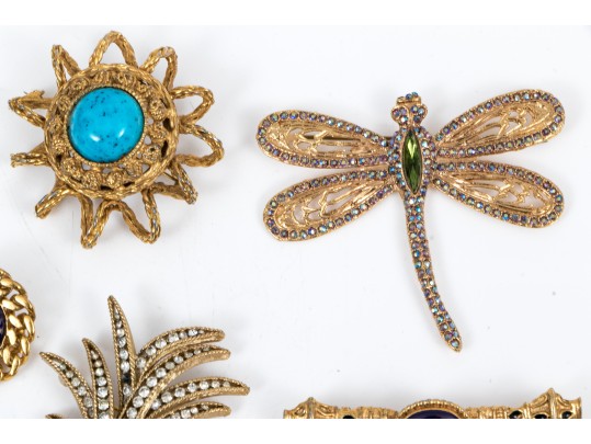 Lot Of Assorted Costume Jewelry Pieces, Including A Trifari Brooch