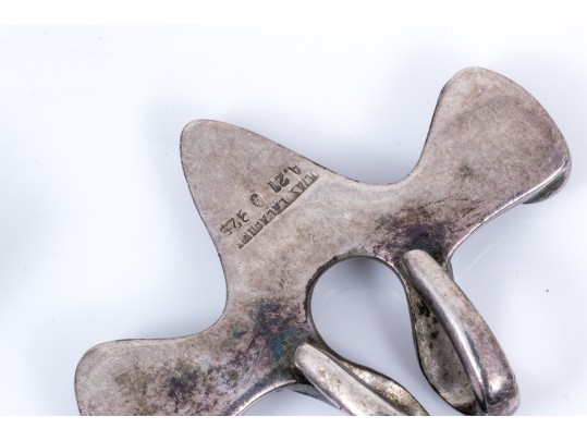 Lot Of Three Handsome Sterling Silver Jewelry Pieces, Including Lalalounis And Taxco, Ring Size 5.75