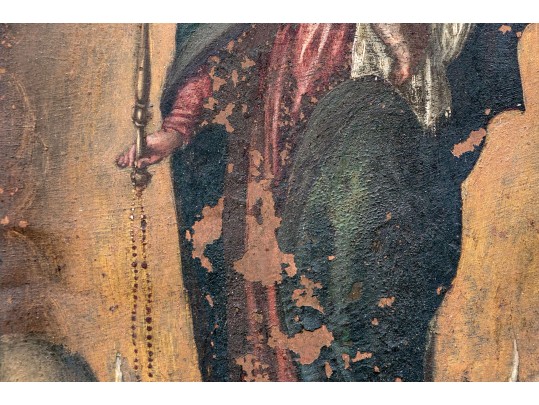 Antique Paint On Copper Plate, Madonna And Child
