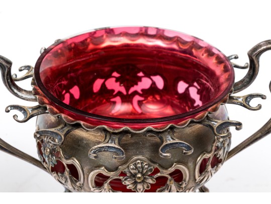 Two Antique Metal Cordial Glass Holders