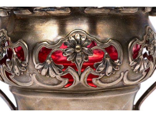 Two Antique Metal Cordial Glass Holders