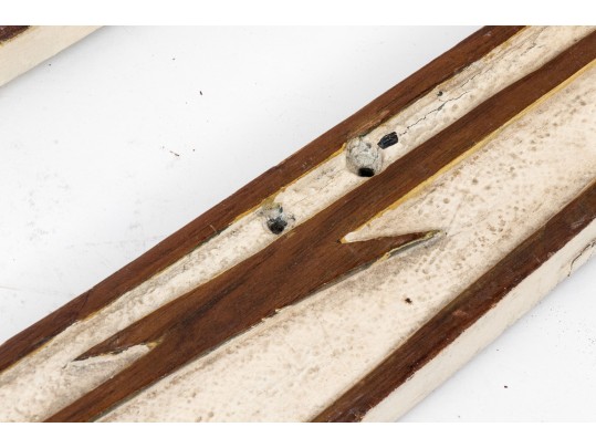 Pair Of Carved And Painted Wood Boat Stern Decorations