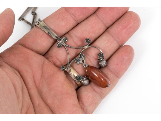 Lot Of Three Handsome Sterling Silver Chunky Necklaces