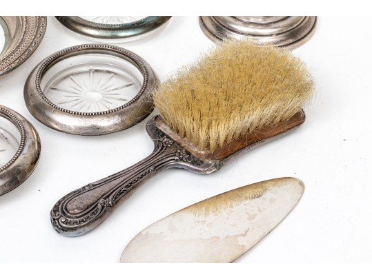 Collection Of Antique Sterling Silver Trimmed And Weighted Items 