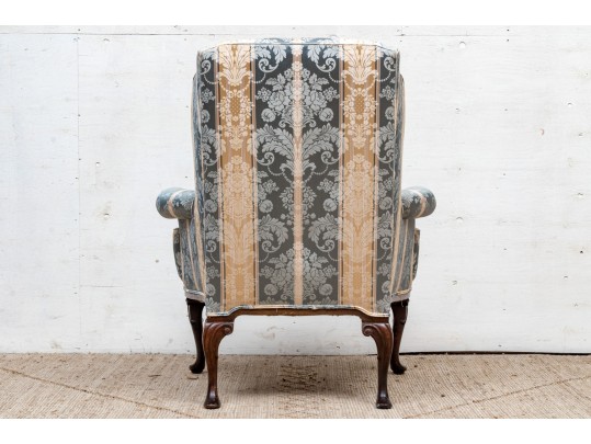 George II Style Upholstered And Stained Wood Wing Armchair 