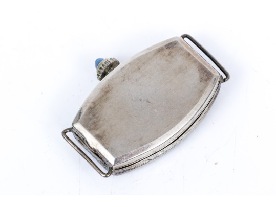 18k White Gold Antique Tonneau Shaped Watch Case, As Is Condition
