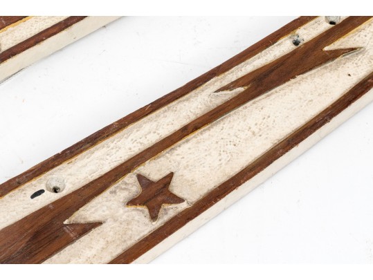 Pair Of Carved And Painted Wood Boat Stern Decorations