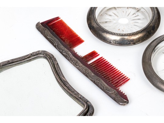 Collection Of Antique Sterling Silver Trimmed And Weighted Items 