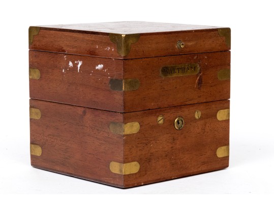 Antique Waltham Nautical Chronometer In Wooden Case