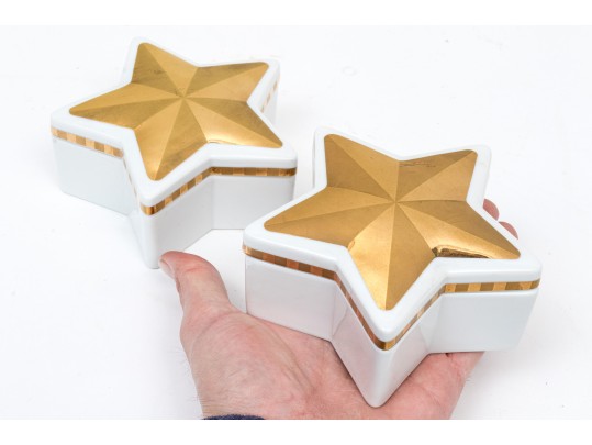 Pair Of Tiffany & Co. Porcelain Star Form Boxes
