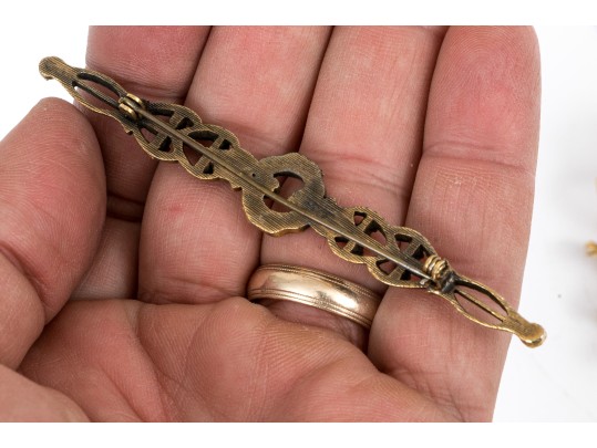 Lot Of Assorted Costume Jewelry Pieces, Including A Trifari Brooch