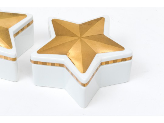 Pair Of Tiffany & Co. Porcelain Star Form Boxes
