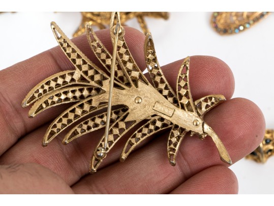 Lot Of Assorted Costume Jewelry Pieces, Including A Trifari Brooch